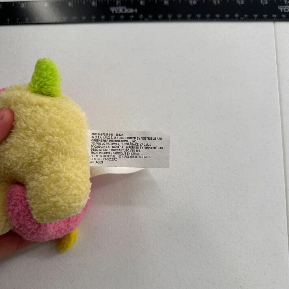 Greenbrier‎ Terry Cloth Plush Pink & Yellow Puppy Dog Set Polyester 7